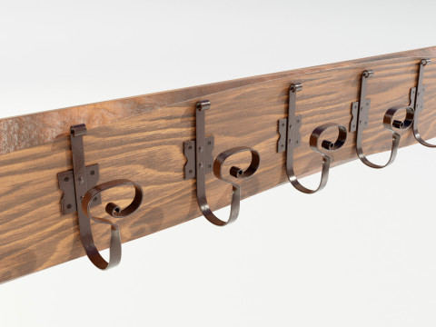 Wooden Coat Rack Modelo 3D