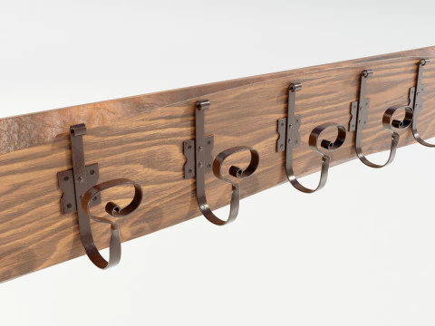 Wooden Coat Rack 3D Model