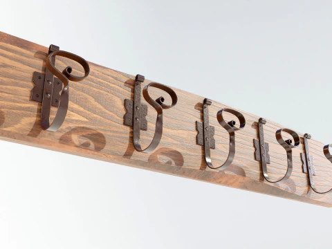 Wooden Coat Rack 3D Model