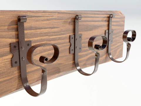 Wooden Coat Rack 3D Model