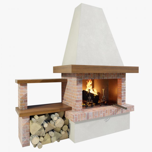 Fireplace 3D Model .c4d .max .obj .3ds .fbx .stl .blend 