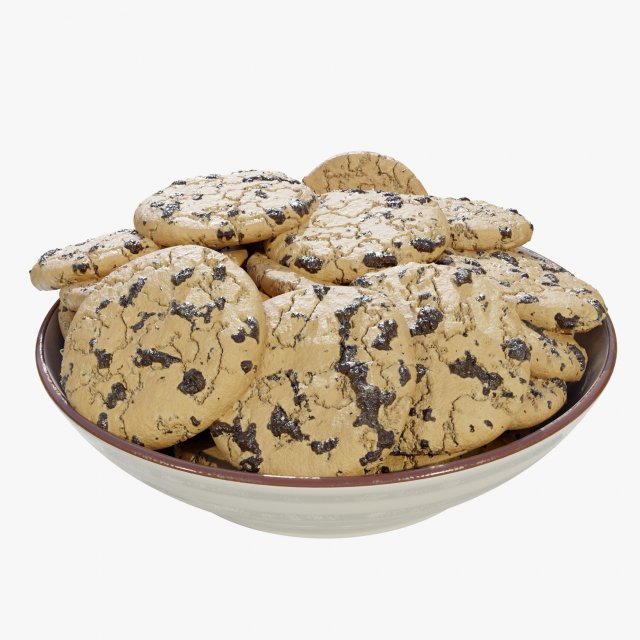 Bowl with Cookies Modello 3D .c4d .max .obj .3ds .fbx .stl .blend 