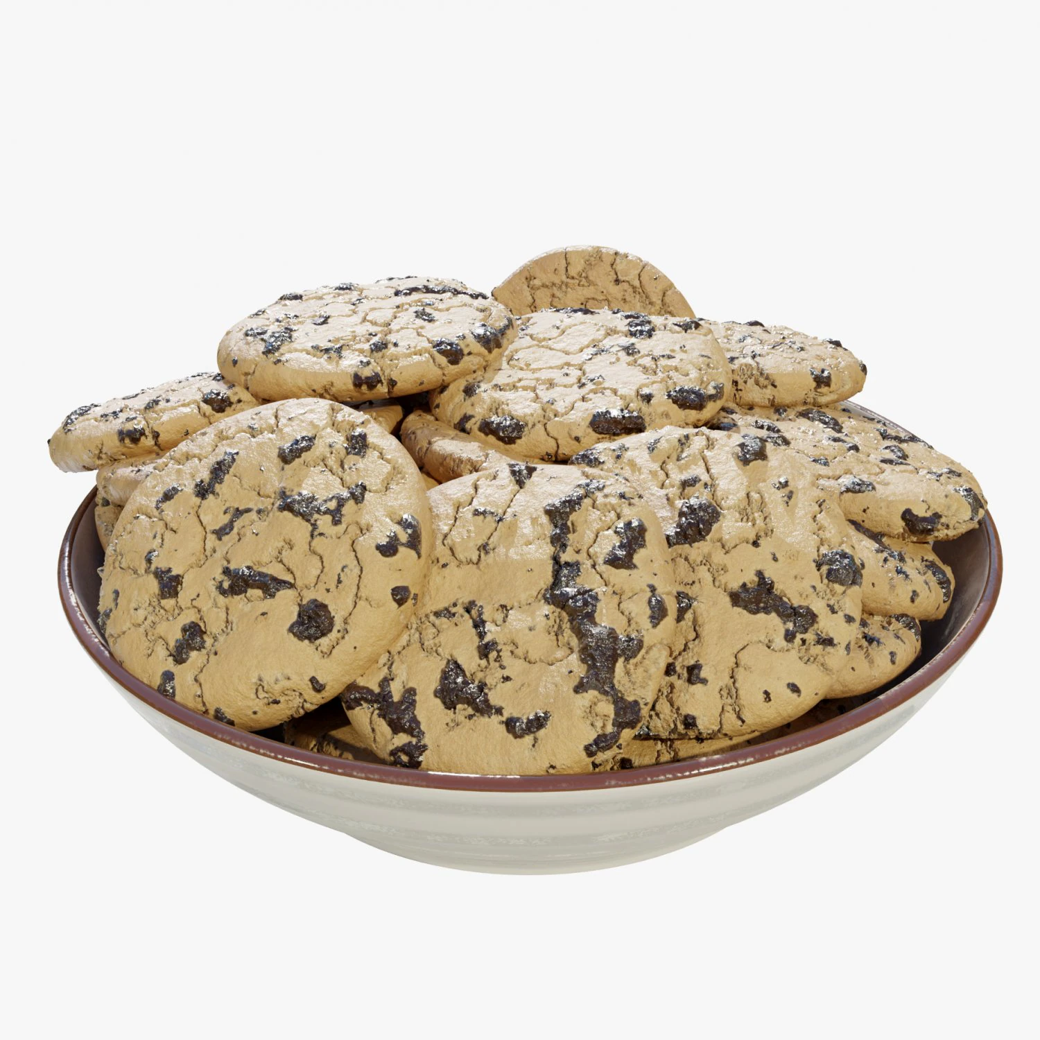 Bowl with Cookies 3D Model .c4d .max .obj .3ds .fbx .stl .blend 