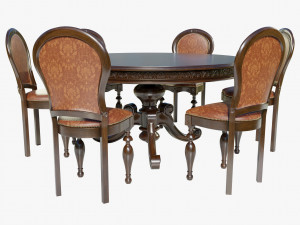 Classic Table with Chairs 3D Model
