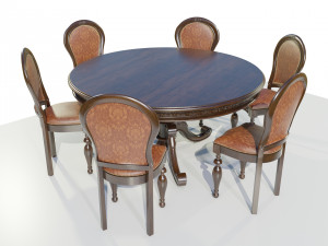 Classic Table with Chairs Model 3D
