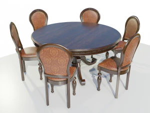 Classic Table with Chairs 3D Model