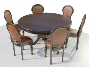 Classic Table with Chairs 3D Model