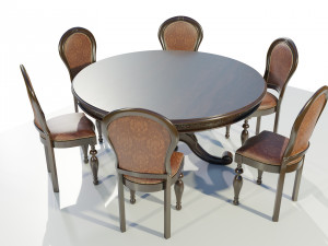 Classic Table with Chairs Model 3D