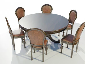 Classic Table with Chairs 3D Model