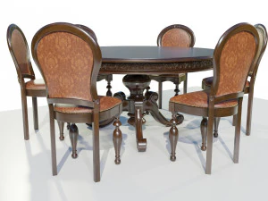 Classic Table with Chairs 3D Model