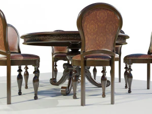 Classic Table with Chairs 3D Model