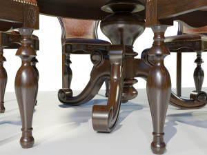 Classic Table with Chairs Model 3D