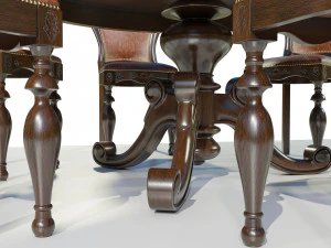 Classic Table with Chairs 3D Model