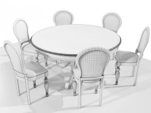 Classic Table with Chairs 3D Model