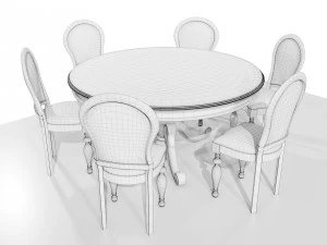 Classic Table with Chairs 3D Model