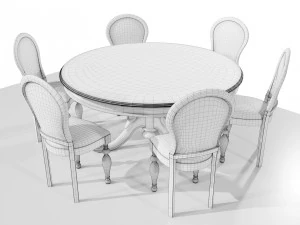 Classic Table with Chairs 3D Model