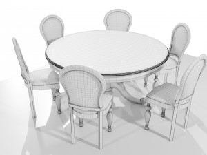 Classic Table with Chairs Model 3D