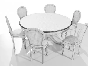 Classic Table with Chairs 3D Model