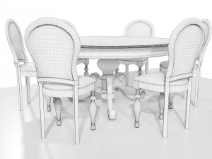 Classic Table with Chairs 3D Model