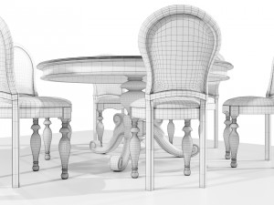 Classic Table with Chairs Model 3D