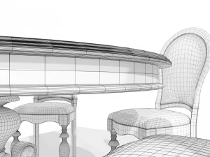 Classic Table with Chairs 3D Model