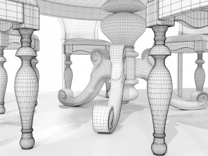 Classic Table with Chairs 3D Model