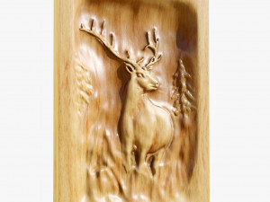 Wooden Deer Carved Board 3D Model