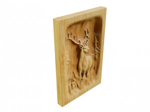 Wooden Deer Carved Board Model 3D