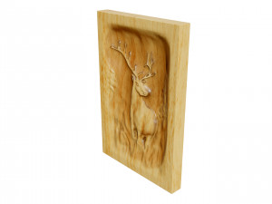 Wooden Deer Carved Board Model 3D