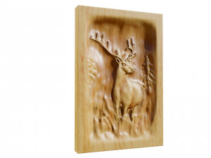 Wooden Deer Carved Board Model 3D