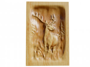Wooden Deer Carved Board Model 3D