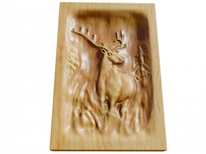 Wooden Deer Carved Board Model 3D