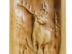 Wooden Deer Carved Board Model 3D
