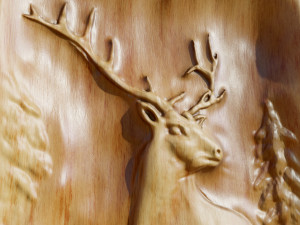 Wooden Deer Carved Board Model 3D
