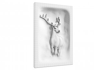 Wooden Deer Carved Board Model 3D