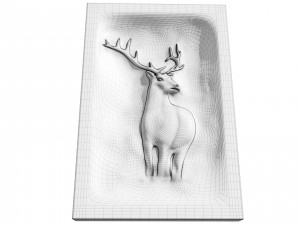 Wooden Deer Carved Board Model 3D