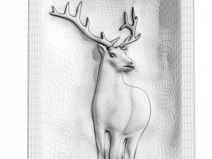 Wooden Deer Carved Board Model 3D
