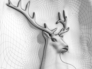 Wooden Deer Carved Board Model 3D