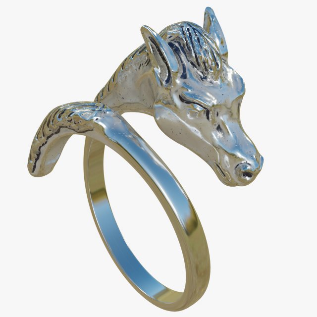Silver Horse Ring 3D Model .c4d .max .obj .3ds .fbx .stl .blend 