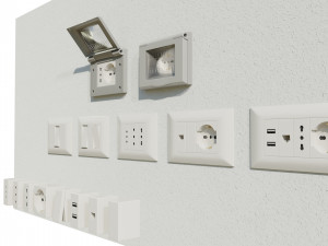 Italian Electrical Sockets Collection 3D Model