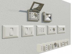 Italian Electrical Sockets Collection 3D Model