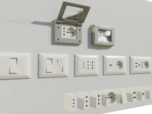 Italian Electrical Sockets Collection 3D Model