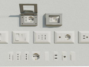 Italian Electrical Sockets Collection 3D Model