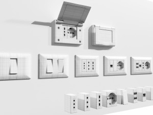 Italian Electrical Sockets Collection 3D Model