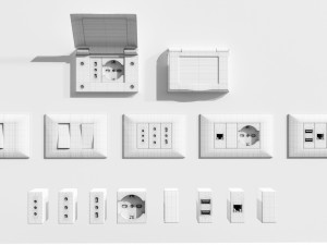 Italian Electrical Sockets Collection 3D Model