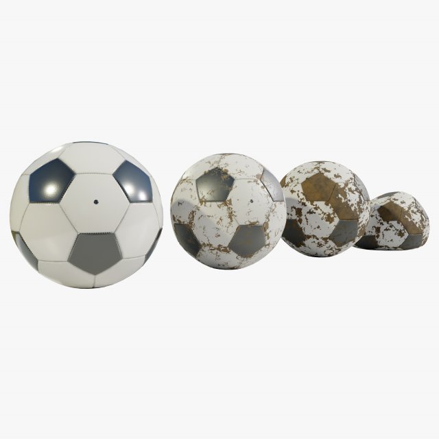 Football Balls 3D Model .c4d .max .obj .3ds .fbx .stl .blend 