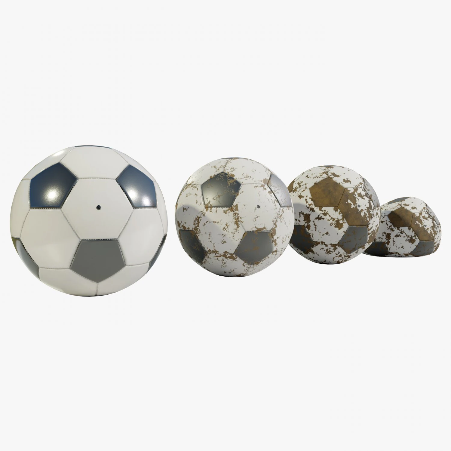Football Balls 3D Model .c4d .max .obj .3ds .fbx .stl .blend