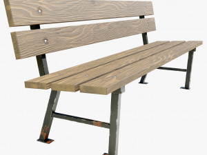 Wood Metal Bench 3D Модель