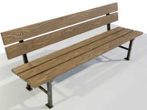 Wood Metal Bench 3D Model