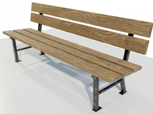 Wood Metal Bench 3D Model